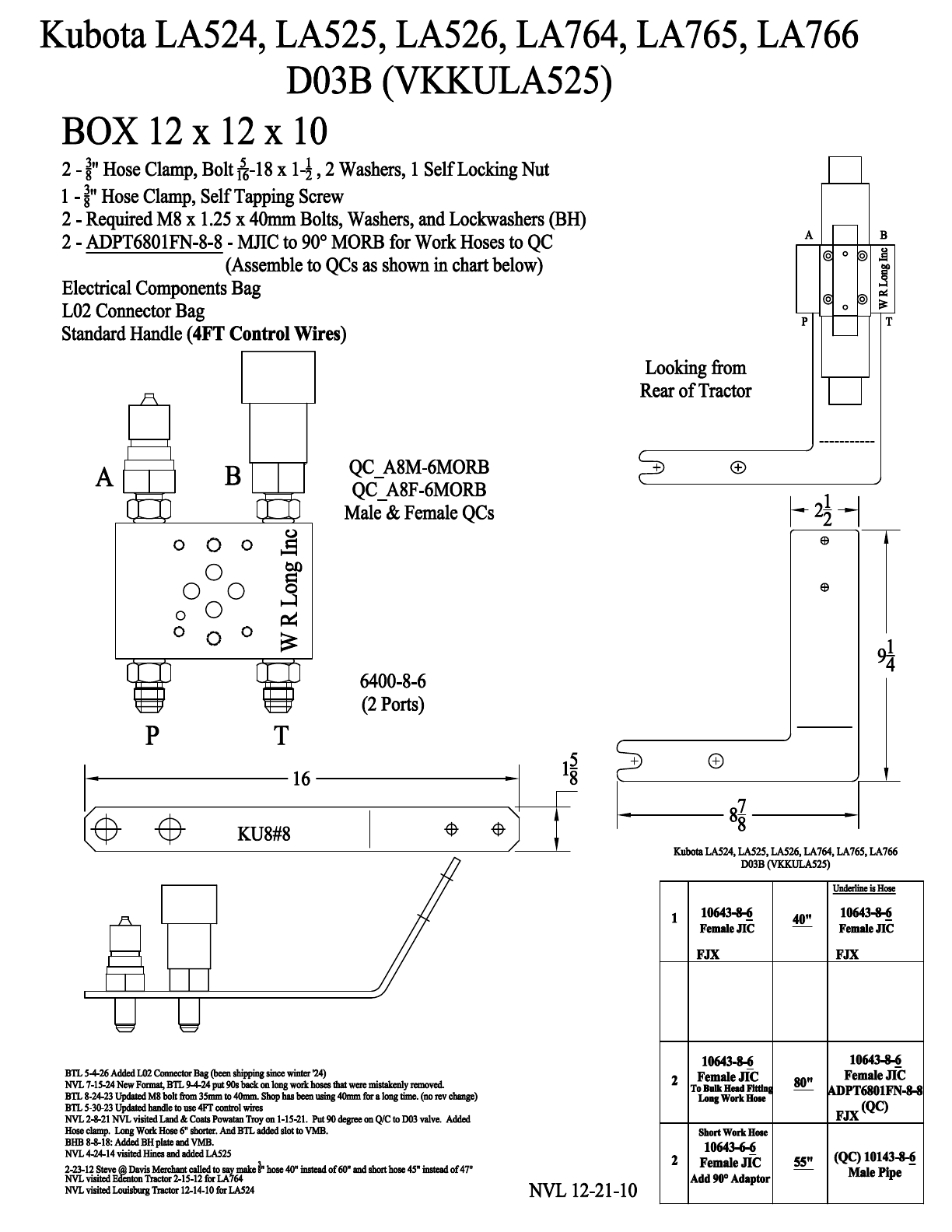 DO3B build instructions for Kubota LA524, LA525, LA526, LA764, LA765, and LA766